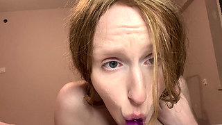 Blowjob and Handjob on a Dildo up Close