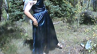 Blue satin dress