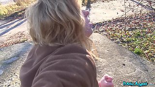 Lost Blond hair babe Blowing Dick For Cash 2 - Public Agent