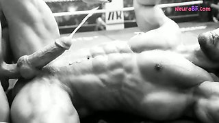 Wrestling muscular destroys beefy ass in public ring