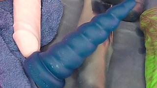 3 Lesbians Have Real Fun with Big Dildos on Stream