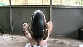 Pissing and Cumming on my Inflatable Sex Toy Outdoors