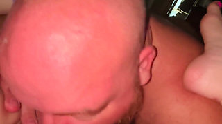 POV Part 1 - Big Bear Eats and Fingers Piggy Rose Fat Pussy in Hotel Room
