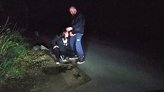 Urination on wife's face outdoors golden shower