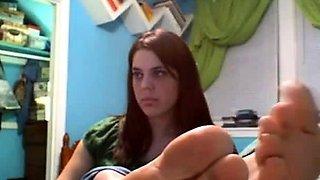 girl feet on web cam