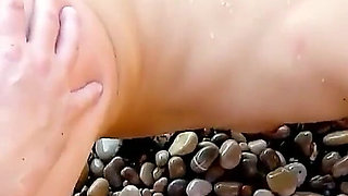 Skinny teen Megane Hot takes a date on the beach for a nude bath and gets fucked