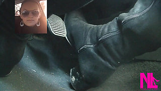 Driving Fast in Black Suede Knee High Boots