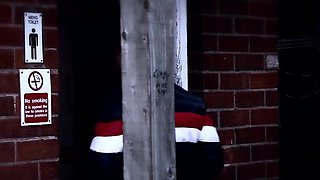 Brit lad pounding ass in bathroom after blowjob