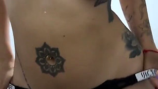 Girl with Tits and Big Ass Massages Her Naked Body