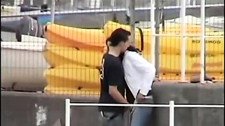 Naughty brunette girlfriend rides a cock in the outdoors