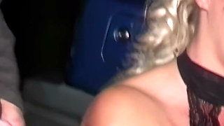 Blonde MILF Dogging Cum Slut Loz Lorrimar Sucks off Group of Strangers Cocks