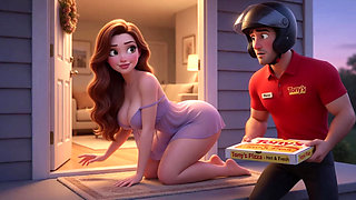 Pizza Delivery Leads to Passionate Helmet-On Night of Desire and Connection (AI generated)