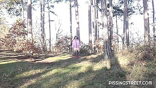 Beautiful outdoor pissing in the park with a hot brunette Dragon Fruit