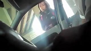 Man in the car frightened amateur with cock flashing