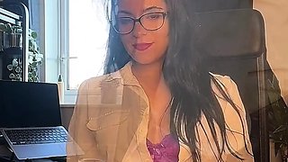 Hot brunette from fuck dildo masturbating on webcam