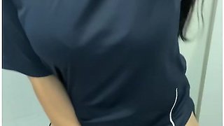 Hot Whore Got Horny On The Road And Masturbates In The Public Bathroom