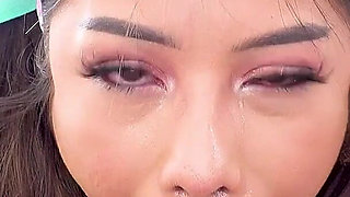 Cute Asian Sami Parker POV deepthroat blowjob and cum swallow