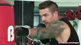 Brouth to boxing club and gangbang had intercourse