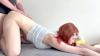 Sweet Busty Redhead Stepdaughter Fucked Hard And Creampied