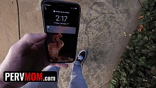 Big boobed step mommy sophia west rubs her juicy cougar pussy while wanking step son's cock - pervmom