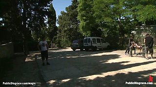Redhead fucked in various public places
