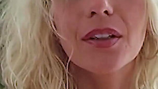 Blonde mature rubs her big clit and wet pussy