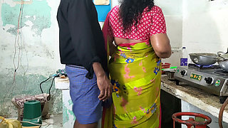 Uncut Homemade Romance Hot Mother-in-law's Kitchen Counter Action While Cooking