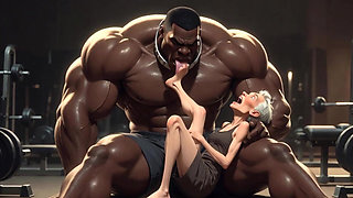 Granny Moaning in Pleasure - Strong Black Man Sucking Her Feet