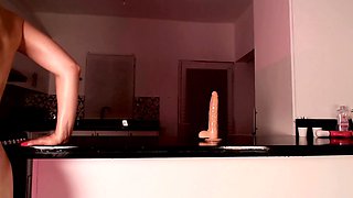 Shaved pussy blonde Tasha Reign with big boobs goes solo