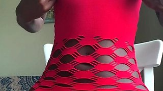 Amateur chick does striptease and shows her big boobs