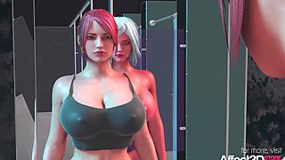 Big tits redhead babe fucked by a futa demon in a 3D animation