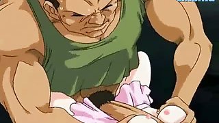 Tiny hentai babe gets her tits fucked by this big muscular