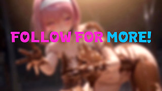 AI Pink Haired Girl Molds Clay Basin & Smears Wet All Over Her Body.