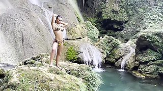 Yellow Bikini At Waterfall - Monika Fox