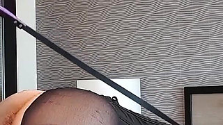 Asian dominatrix in latex pegging Sissy with huge BBC strapon