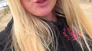 Busty blonde outdoor masturbation fun times