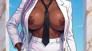 Big Breast Executive Ebony Babe with a Tight Black Ass Bald Pussy
