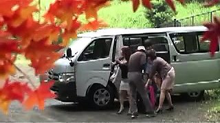 Two lustful and lonely Japanese housewives share a hard dick