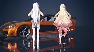 Chocolate Cream Duet Striptease; Black Stockings; White Stockings; Racing Leotards
