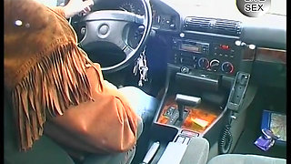 Blonde girl lets her boyfriend finger her in the car