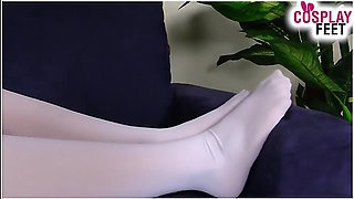 Hot Nurse In White Stockings Teases With Her Feet And Toes