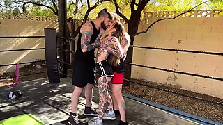 Bi MMF Threesome - Girl Boxer Takes Turns on Two Big Cocks!