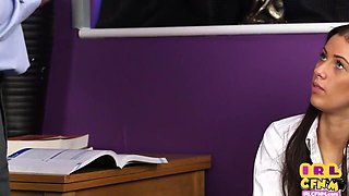 CFNM secretary sucking and jerks off boss male pole in office
