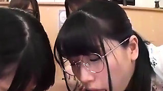 5 schoolgirls n one me at library in japan young teen babes