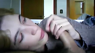 Young Blonde with Sucks Cock with Love and Gets a Cumshot in the End