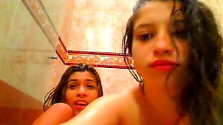Big-Tit Lesbian Webcam Shower