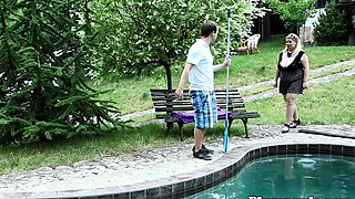 Real BBW dominates her poolboy
