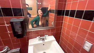 Public Bathroom Fuck with Busty Teen Hailey Rose - Amateur Sex in Toilet