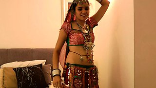 Charming Indian College Girl Jasmine In Gujarati Garba Dress