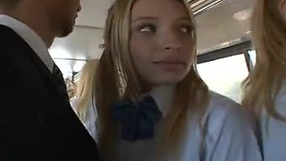 Blond gives BJ, receives screwed on bus